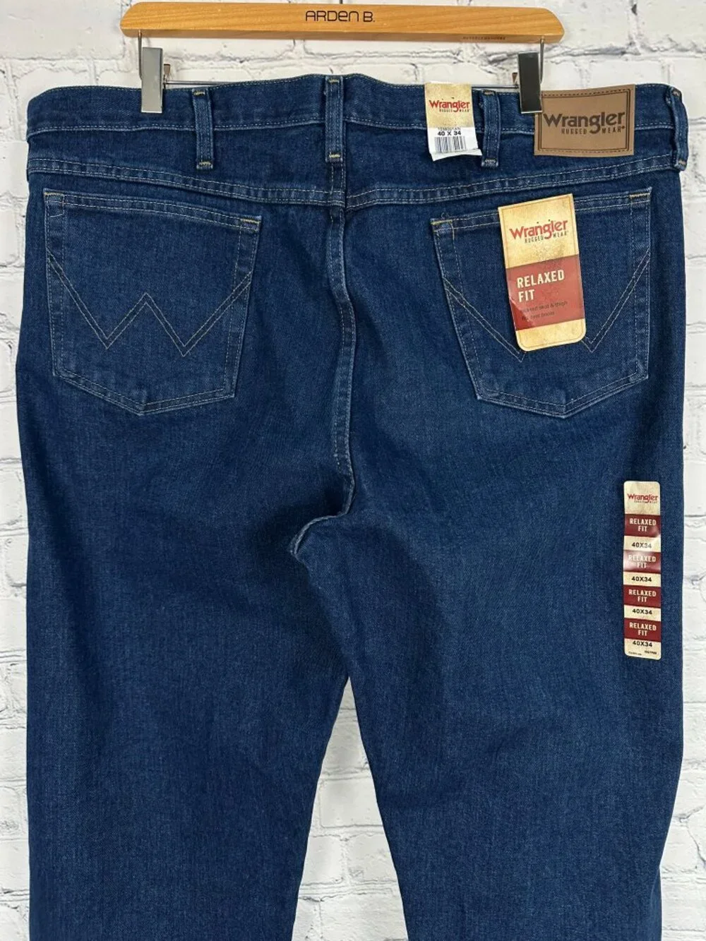 Wrangler Men's Rugged Wear Relaxed Fit Work Jeans, Size W40 x L34, Antique Navy